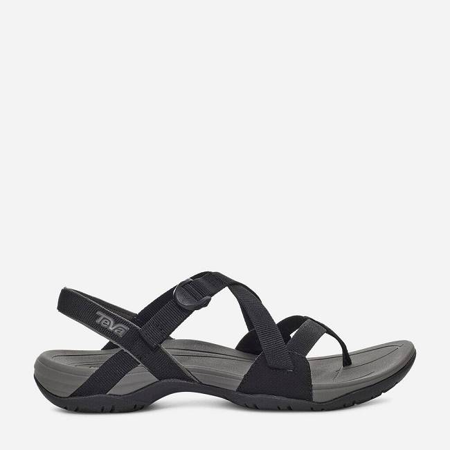 Teva Women's Ascona Cross Strap Walking Sandals 3862-039 Black Sale UK